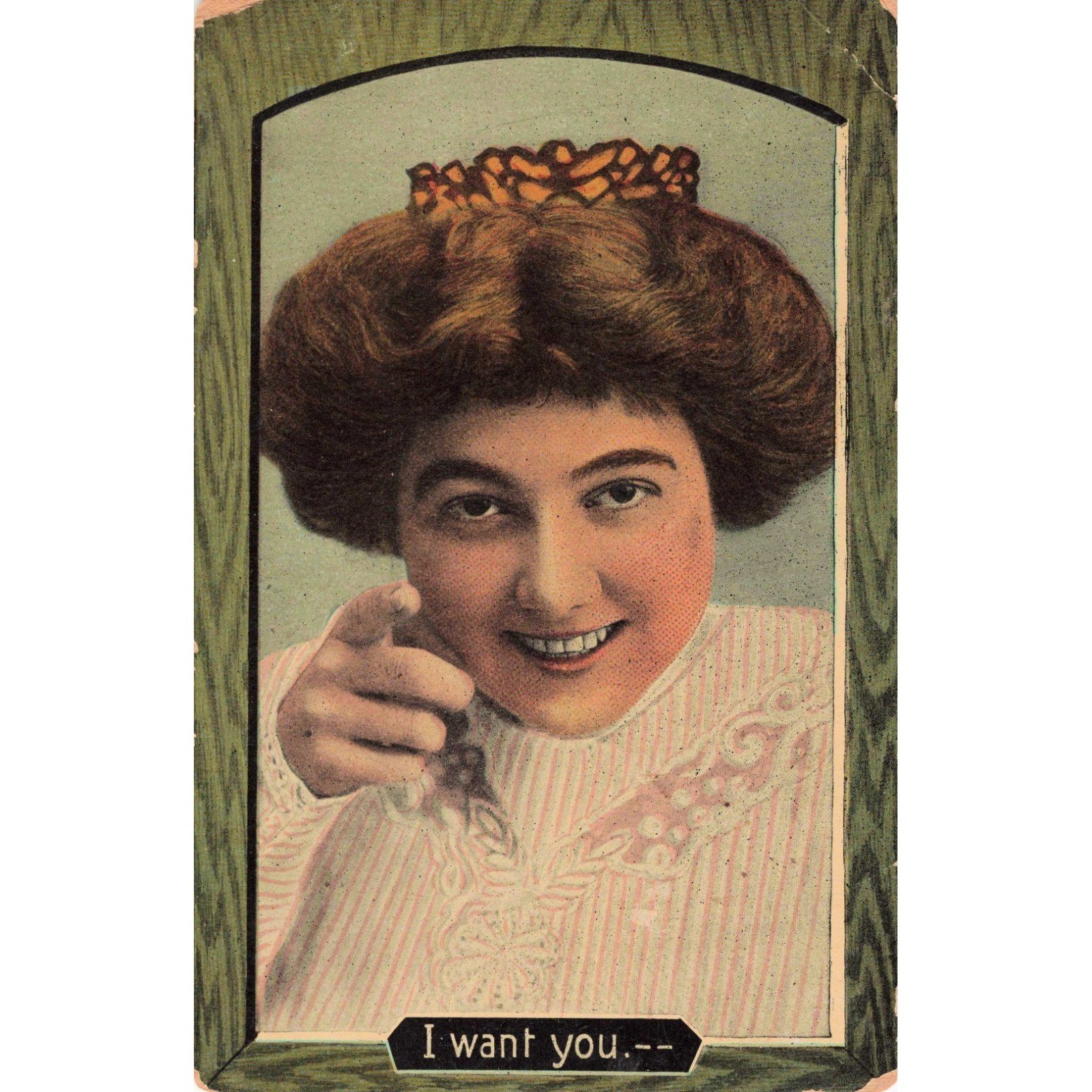 Antique 1912 I Want You Postcard Theochrom Serie 1210-3 Gillespie IL Postmark