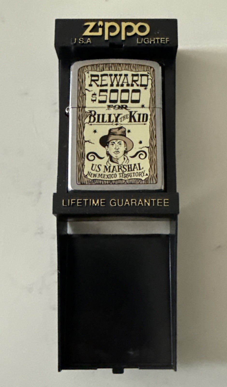 RARE BILLY THE KID WANTED POSTER DEAD OR ALIVE ZIPPO LIGHTER NEW NEVER STRUCK