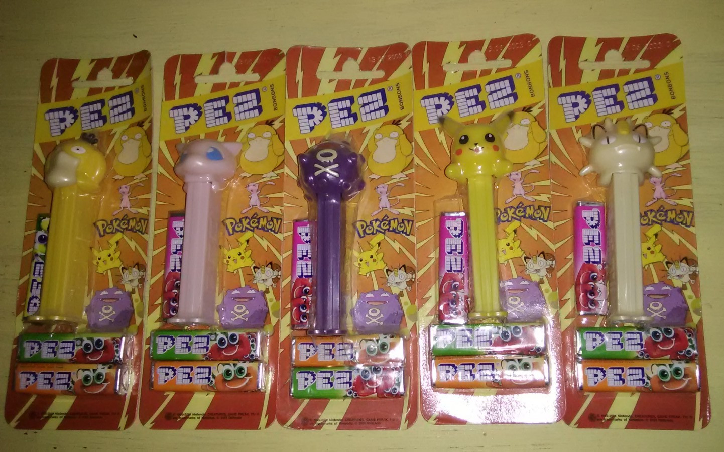 VTG 2001 Pokemon PEZ New Sealed Set of 5 Complete Pikachu Nintendo RARE