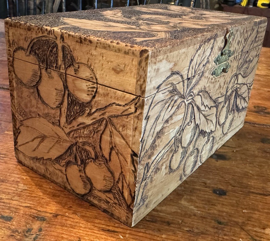 Antique Jordan Marsh Co Pyrography/Wood Burning Box-with original tools