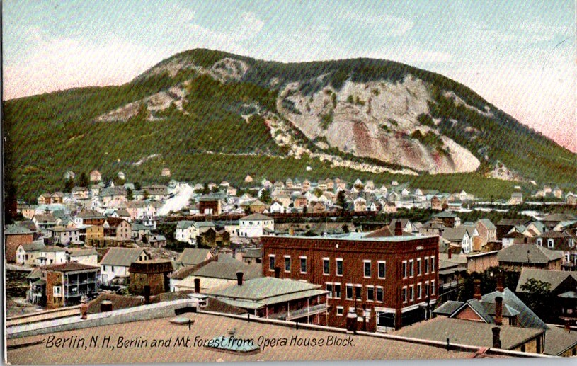 Vintage Postcard Berlin Mt. Forest from Opera House Block NH New Hampshire G-002