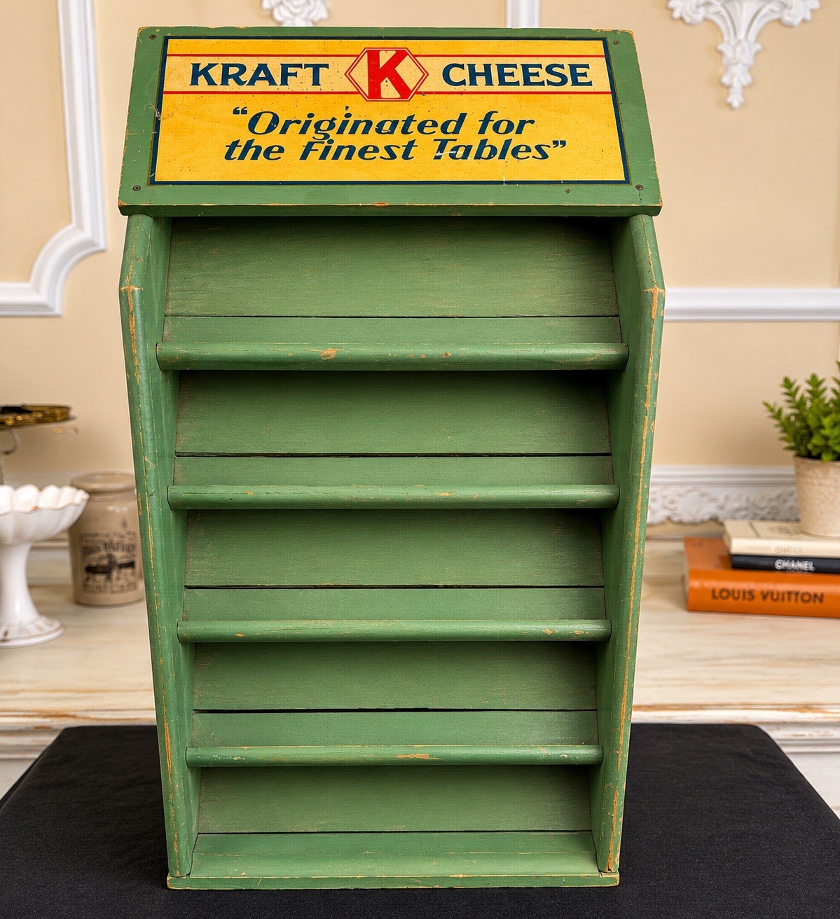 Vintage Kraft Cheese Wooden Counter Display Rack – Original Advertising Piece