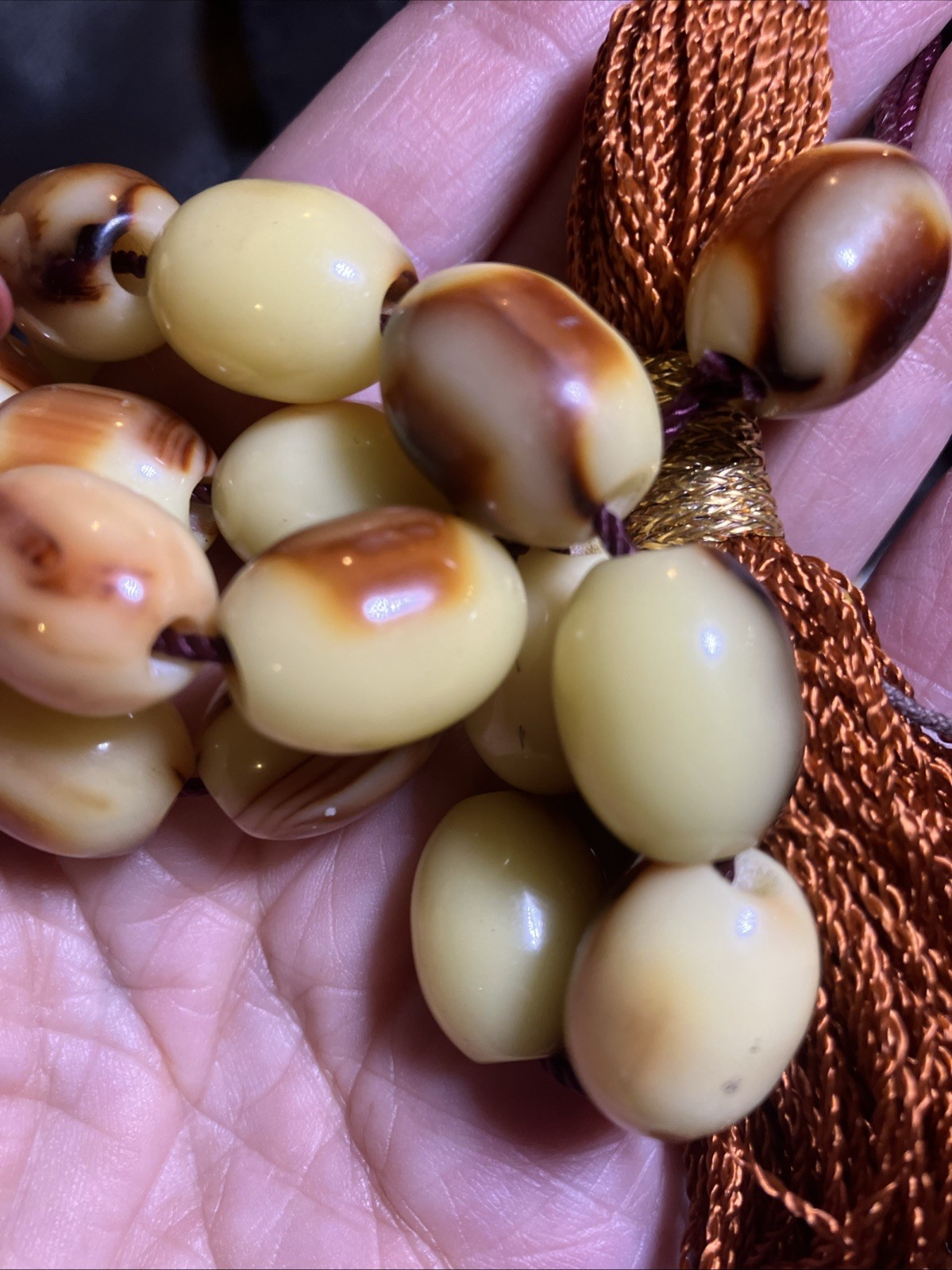 Vintage Catalin Bakelite Islamic Prayer Beads Marbled Tasbih Misbaha Tassel 19