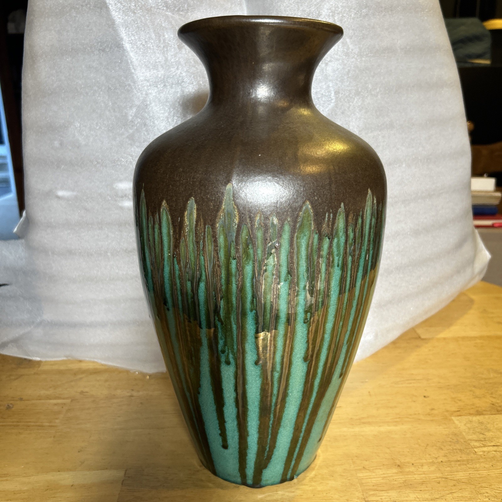 San Pacific International Large Glazed Vase Very Nice 16” Tall