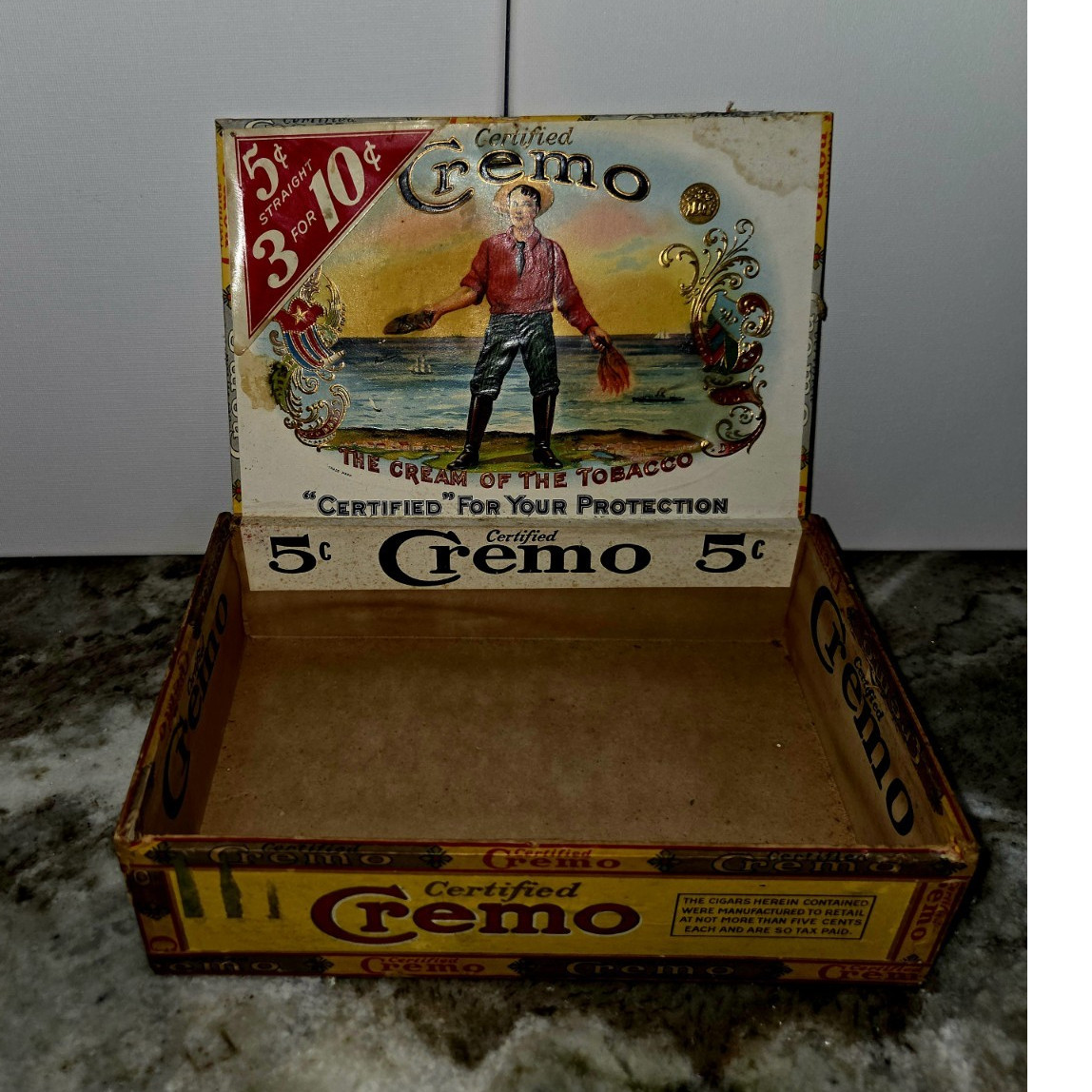 Cremo Vintage Certified Wooden Collectible Cigar Box Factory No. 117