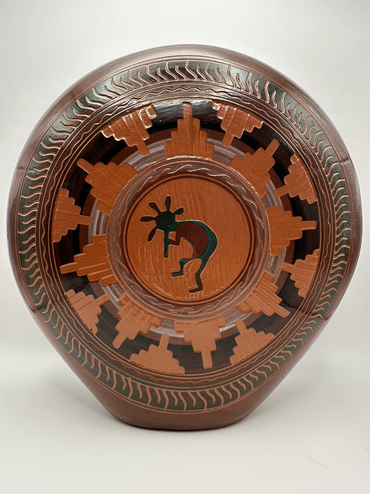 Johnny W Williams JW Navajo Artist Huge Kokopelli Pottery Native American 11.5\