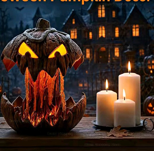 Animated Light-Up Halloween Pumpkin Jack-O-Lantern Decor Prop  28cm/11in WWW