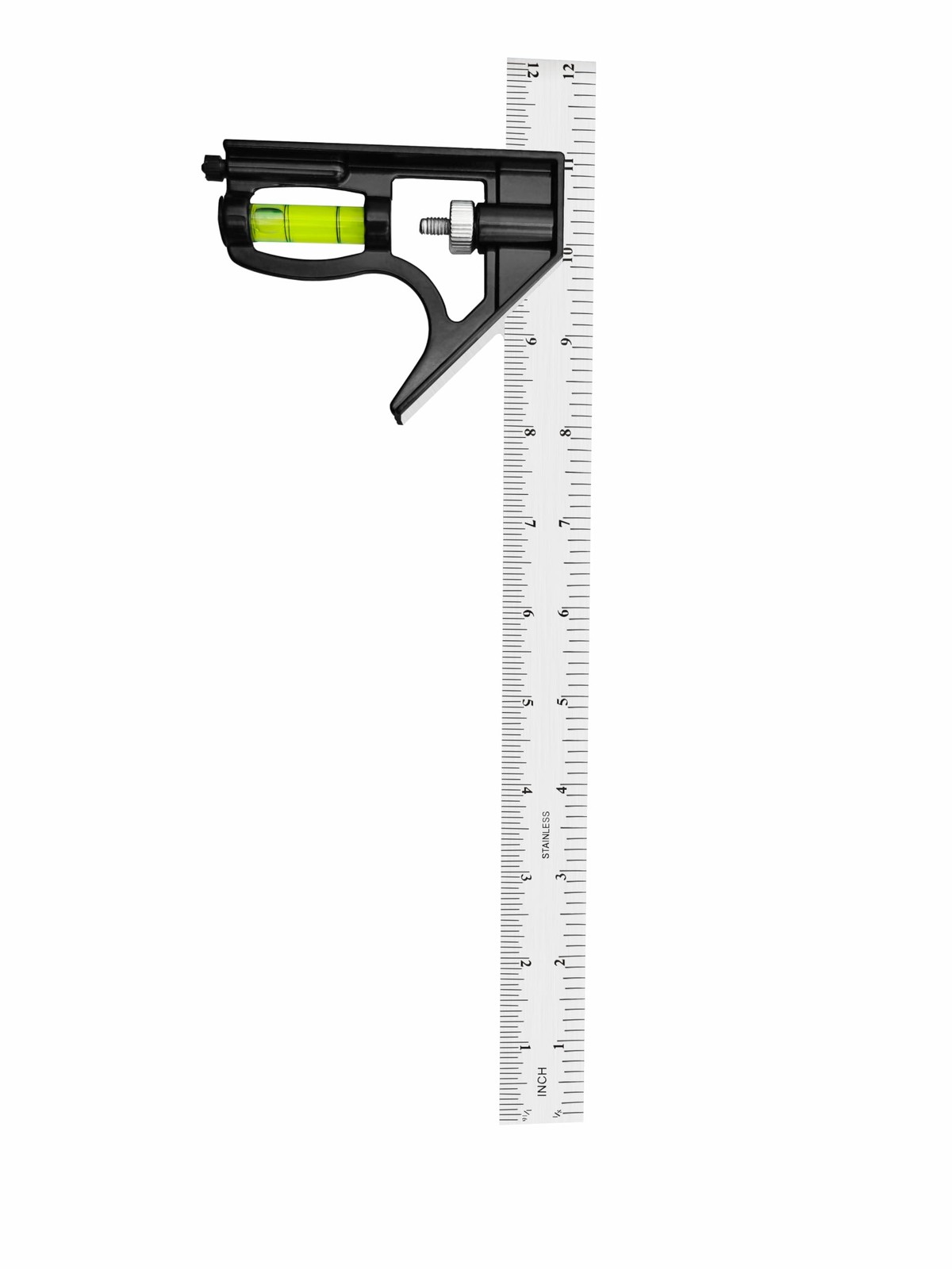 Ryqoru 12-Inch Combination Square, Metric & Imperial, Etched 1/16 in & Black 