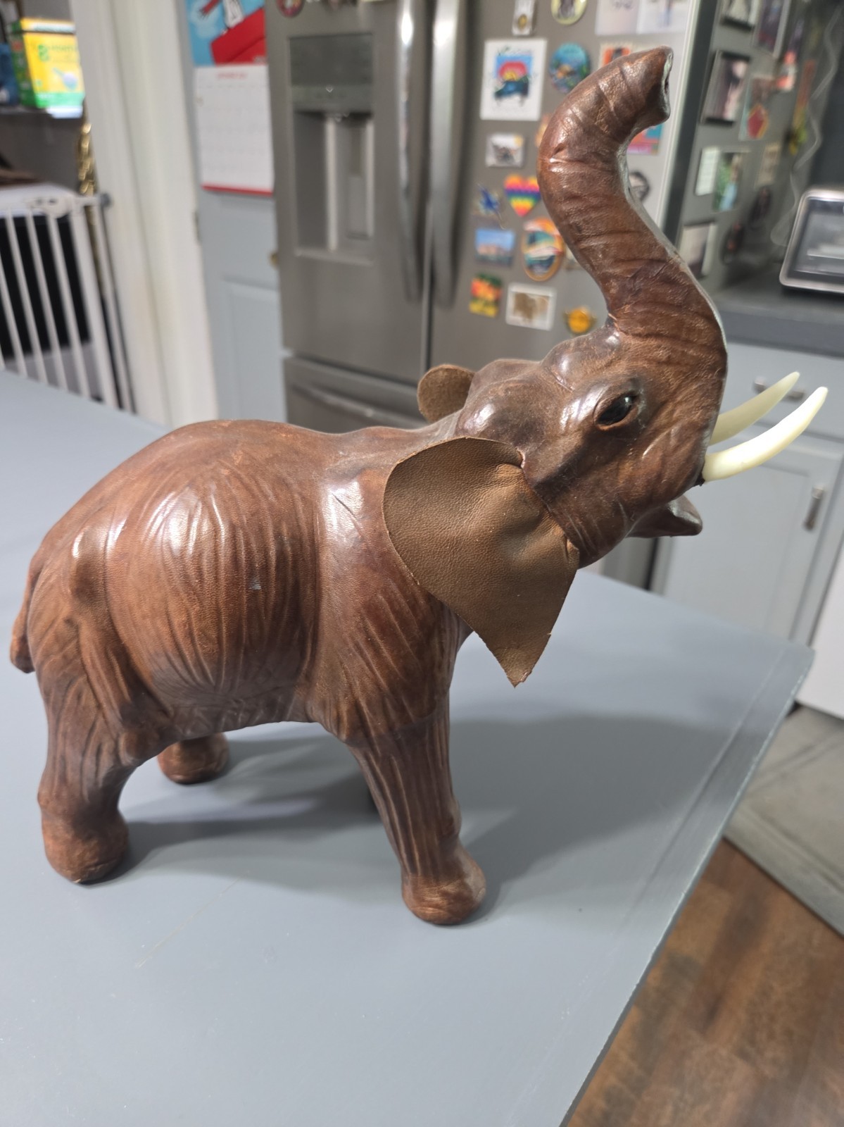 Vintage Leather Wrapped Elephant