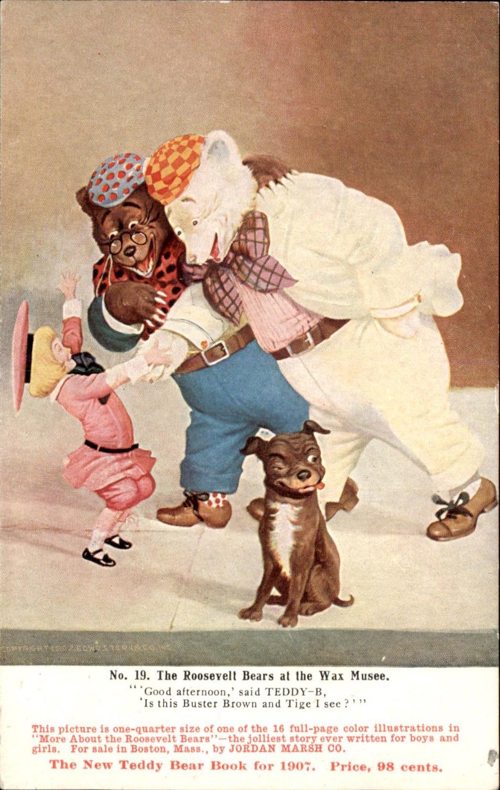 Roosevelt Bears Wax Museum Buster Brown c1907 w/ Advertising Postcard bhn
