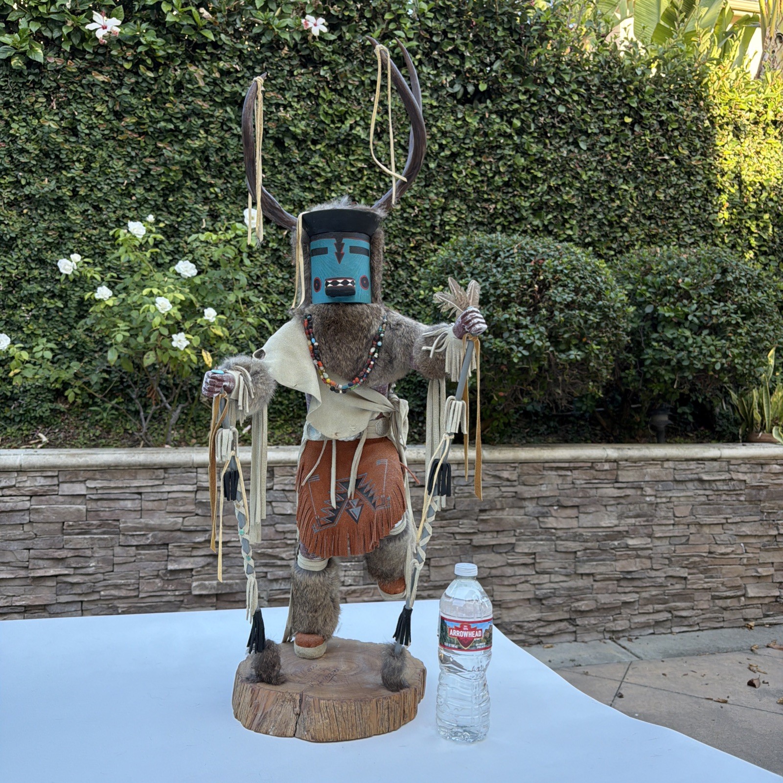 Vtg OOAK Huge Navajo Deer Dancer Kachina Signed 36.5\