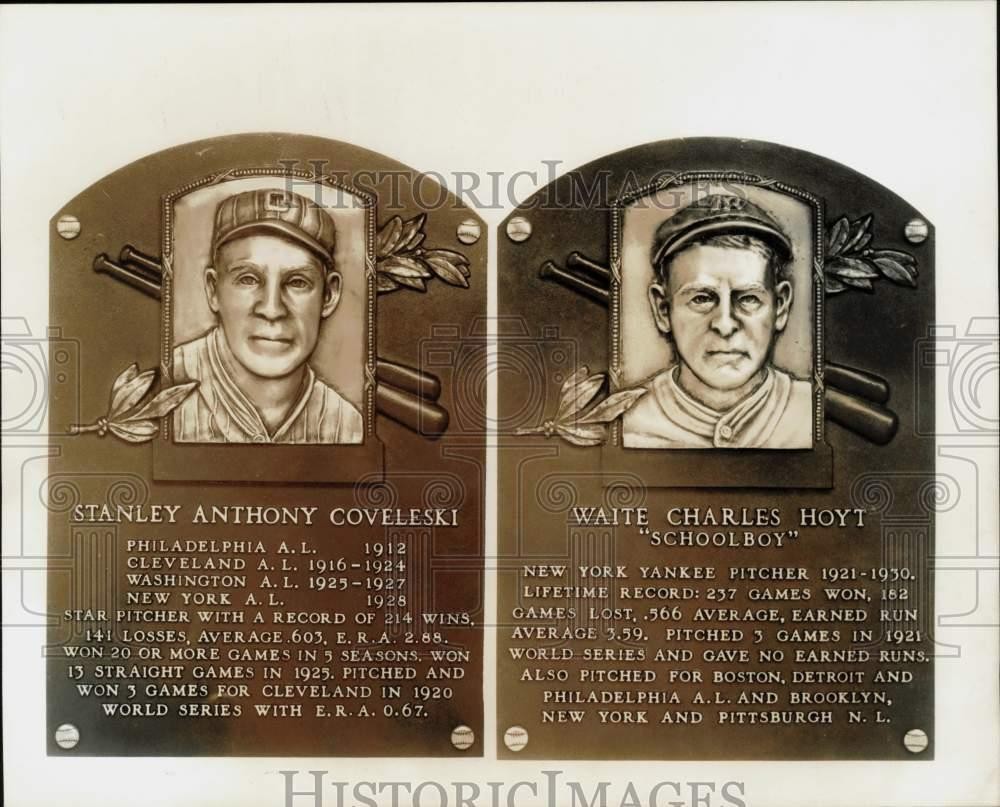 1969 Press Photo Stanley Coveleski & Waite Hoyt Baseball Plaques, Cooperstown