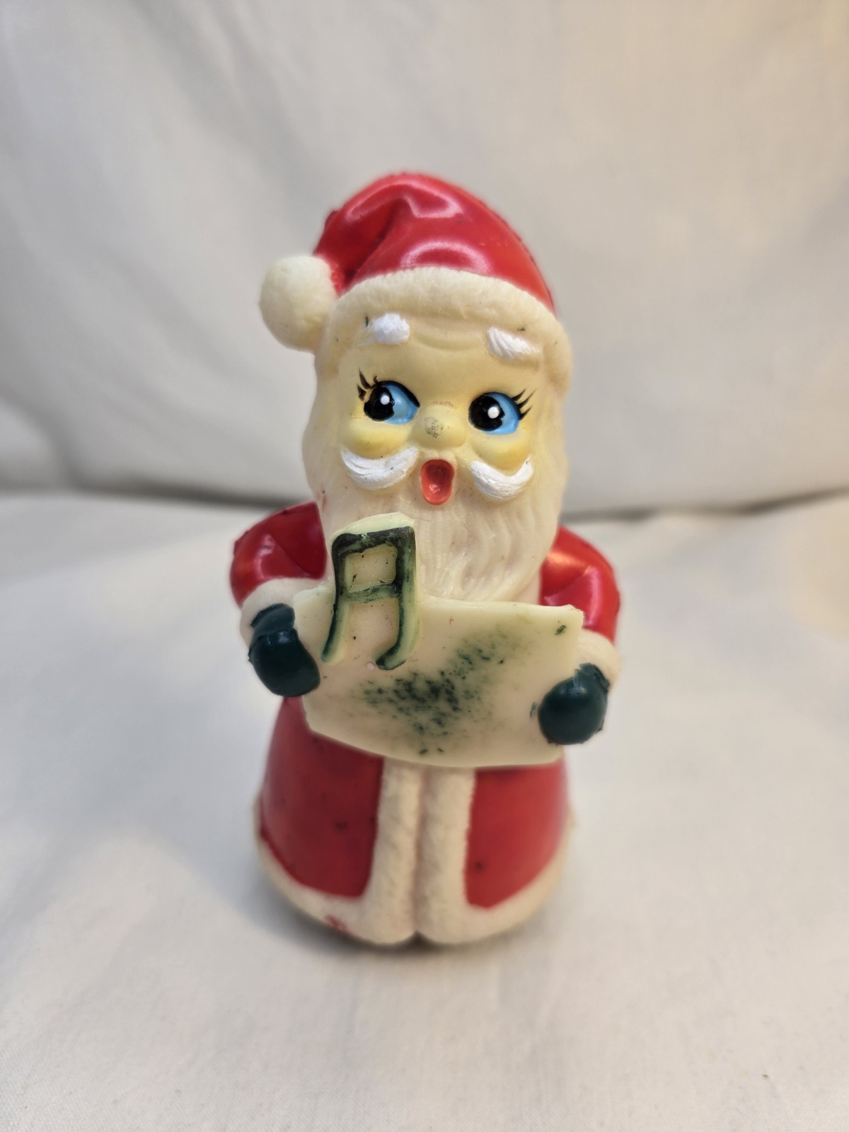 VTG Christmas Singing Rubber Santa Claus Squeaky Toy Japan Figure Working 1950s