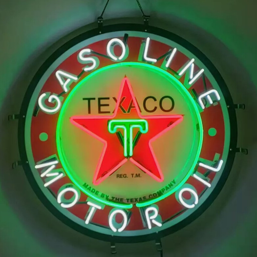Texaco Gasoline Motor Oil Neon Light Sign Shop Wall with Acrylic Printed 18\