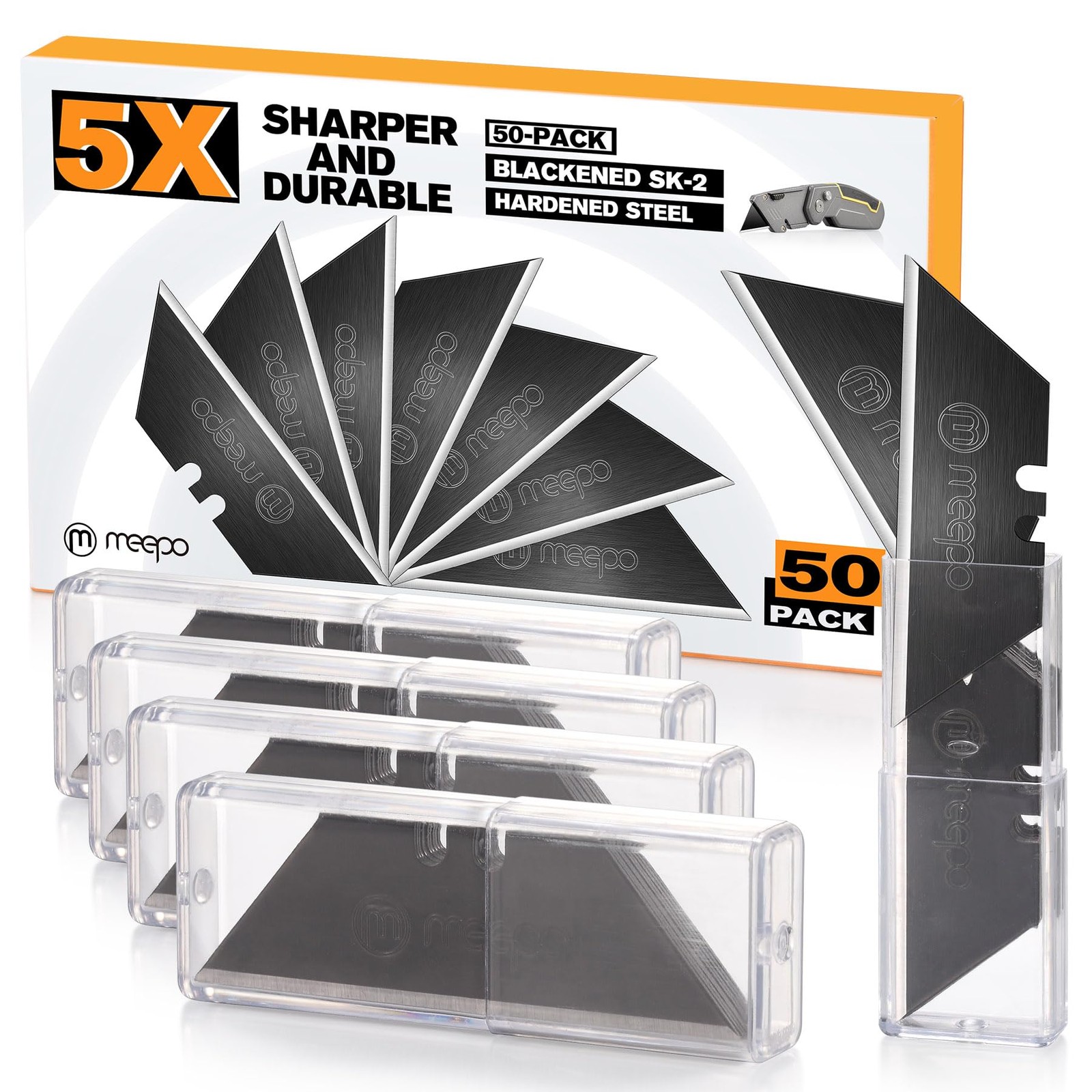 50-Pack Utility Knife Blades, Blackened SK-2 50-Pack, Black 50-Pack Utility Knife Blades, Blackened SK-2 50-Pack, Black