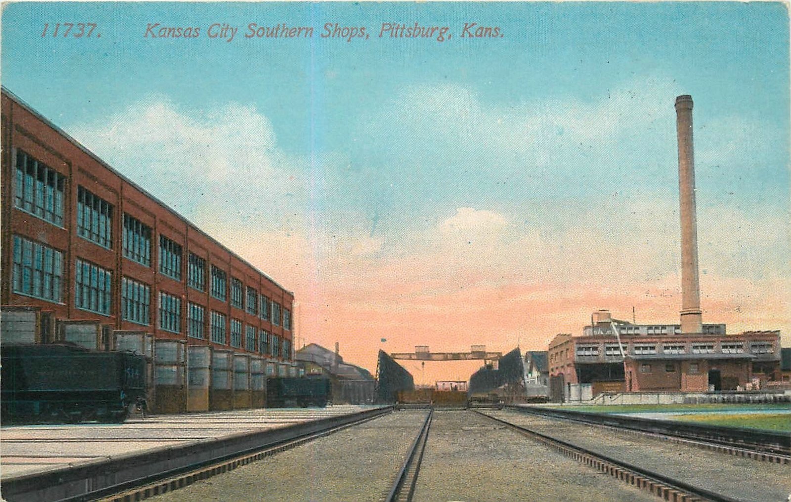 c1910 Pittsburg Kansas City Southern Shops railroad occupation Postcard 26-1187