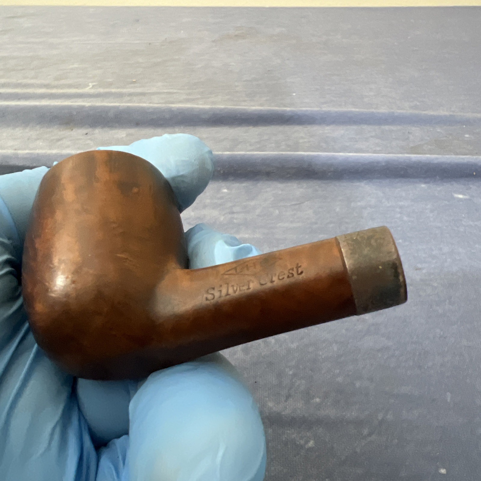 Vintage LHS Silvercrest Briar Tobacco Pipe Bowl with Silver Band No Stem
