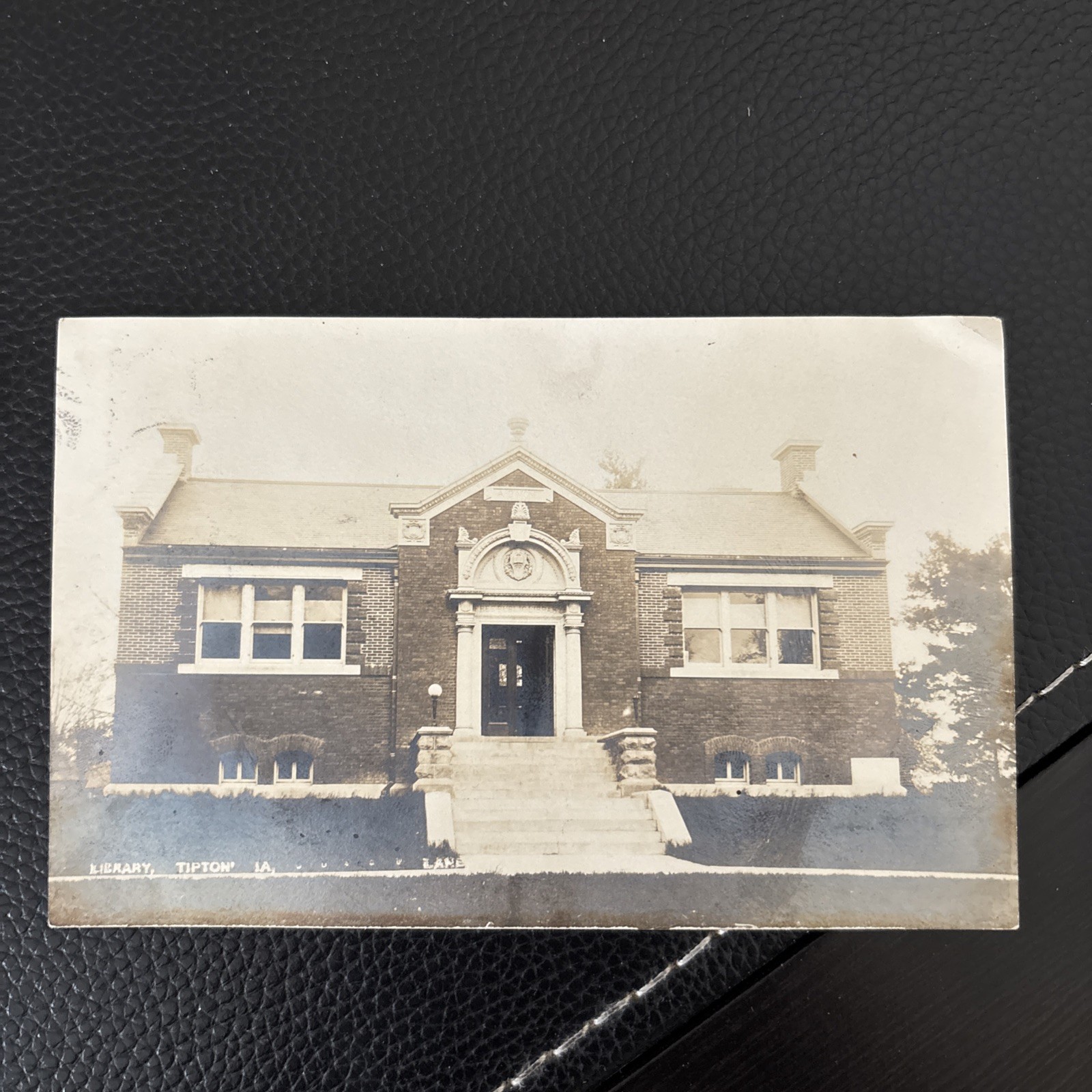 RPPC Photo Postcard Tipton Iowa View of Library Building Early 1900's