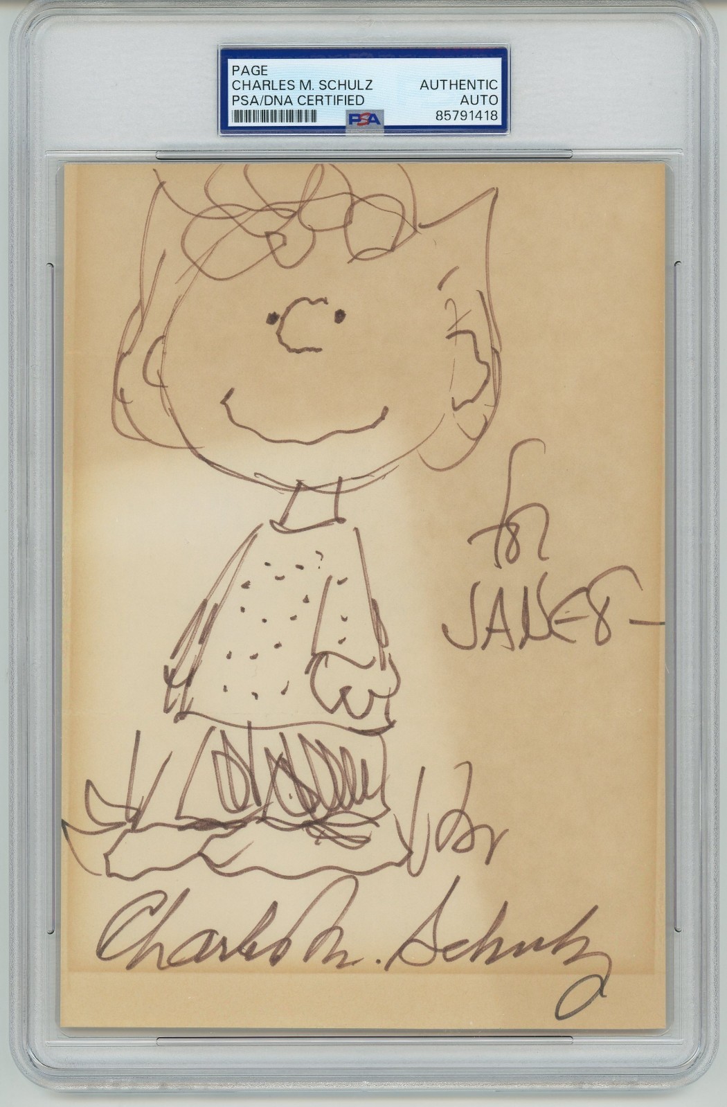 Charles M. Schulz ~ Signed Autographed Peanuts Sally Original Sketch ~ PSA DNA
