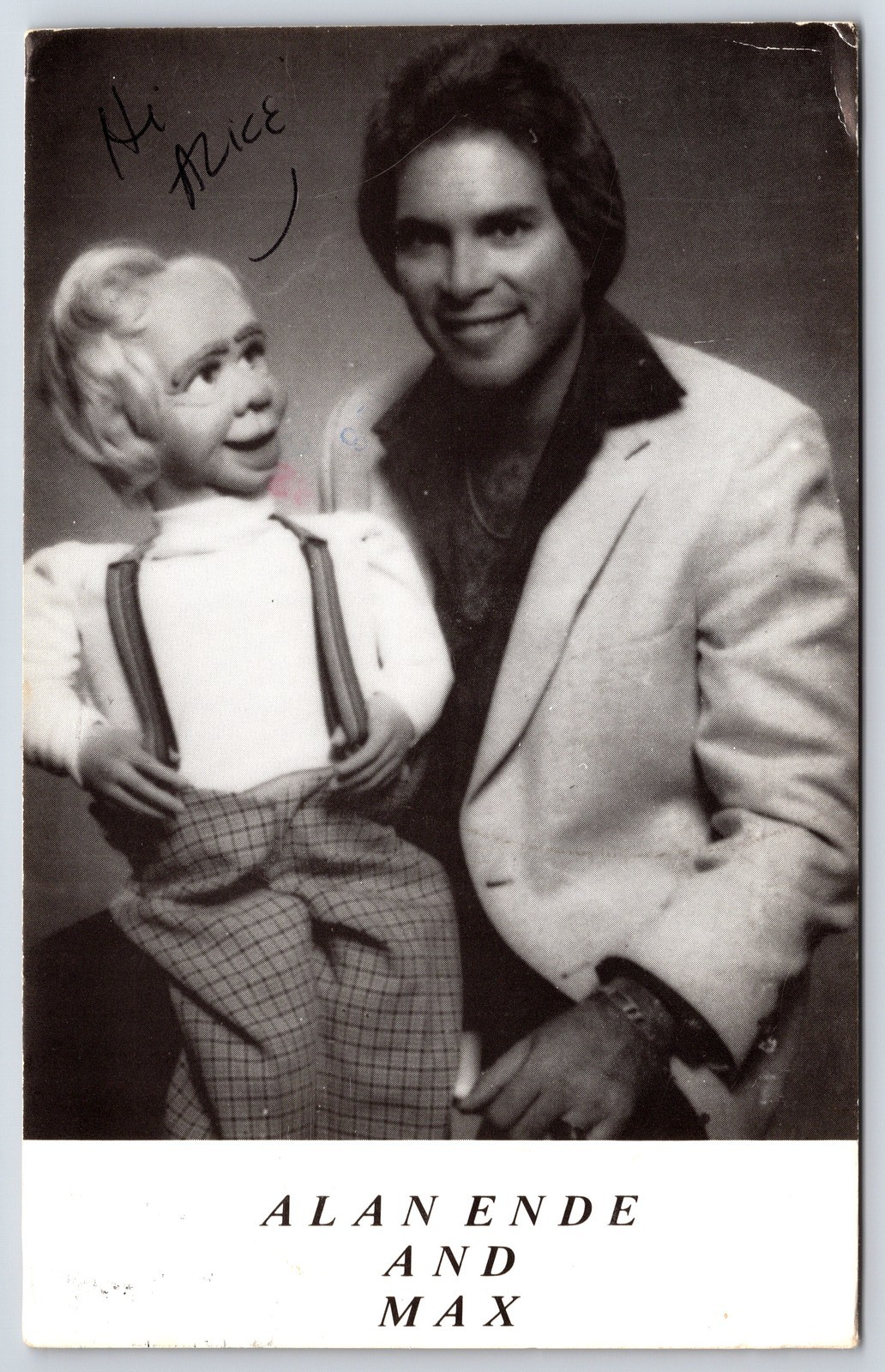 Vintage Alan Ende and Max Ventriloquist Dummy Promotional Photo Postcard