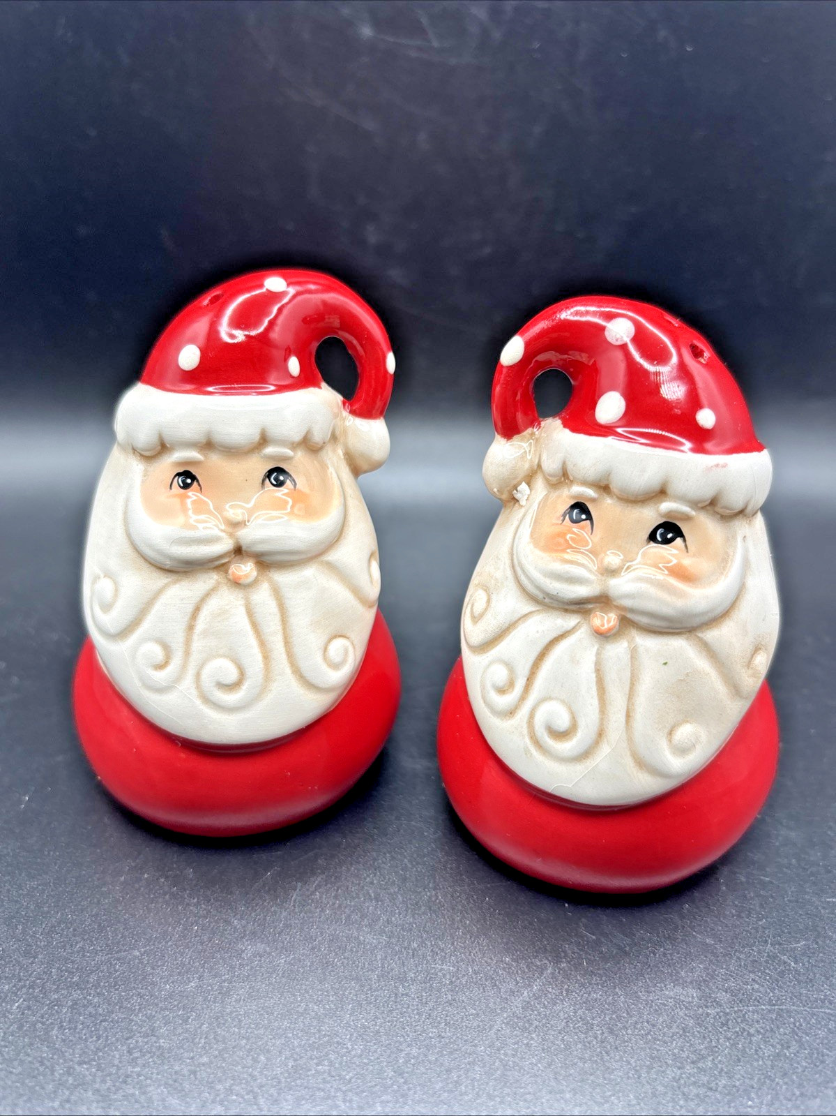 Christmas Santa Red Hat White Dots Salt and Pepper Shakers By Johanna Parker