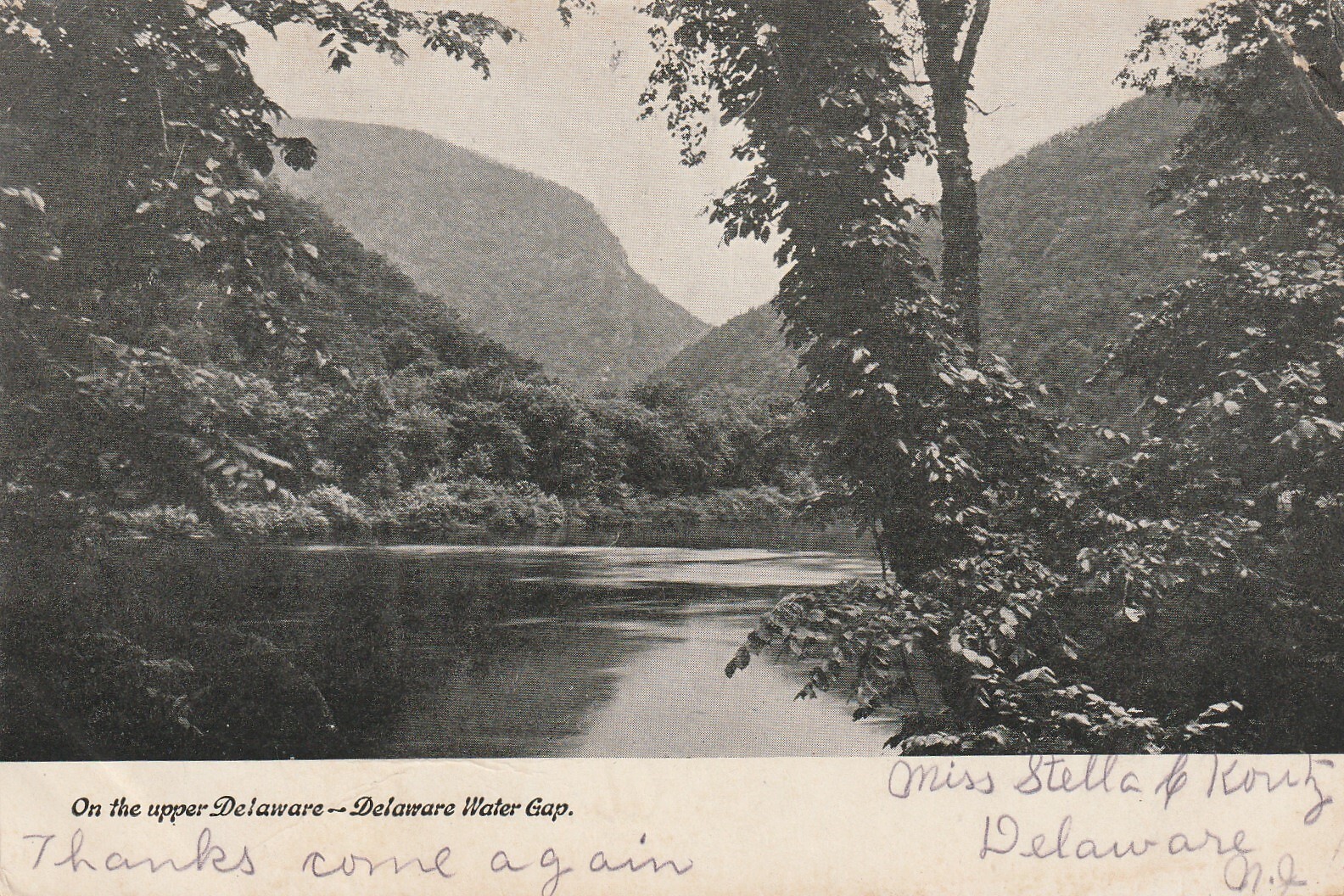 1906 On The Upper Delaware-Delaware Water Gap, Pennsylvania, RPPC a299 1906 On The Upper Delaware-Delaware Water Gap, Pennsylvania, RPPC a299