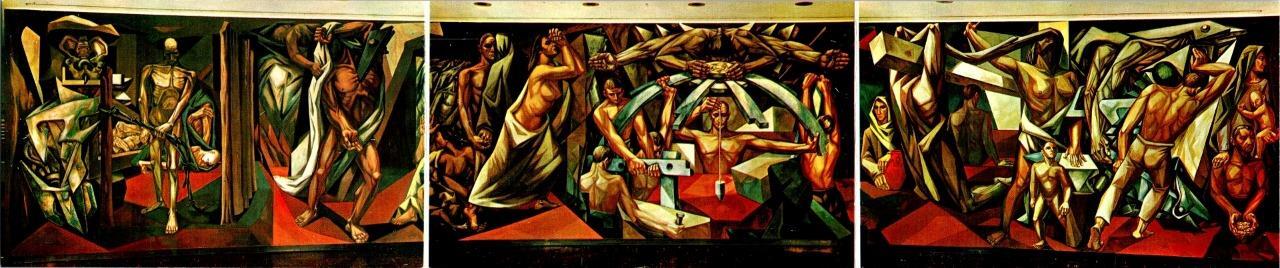 NY New York City JOSE VELA ZANETTI MURAL United Nations Tri-Fold 3½X16½ Postcard