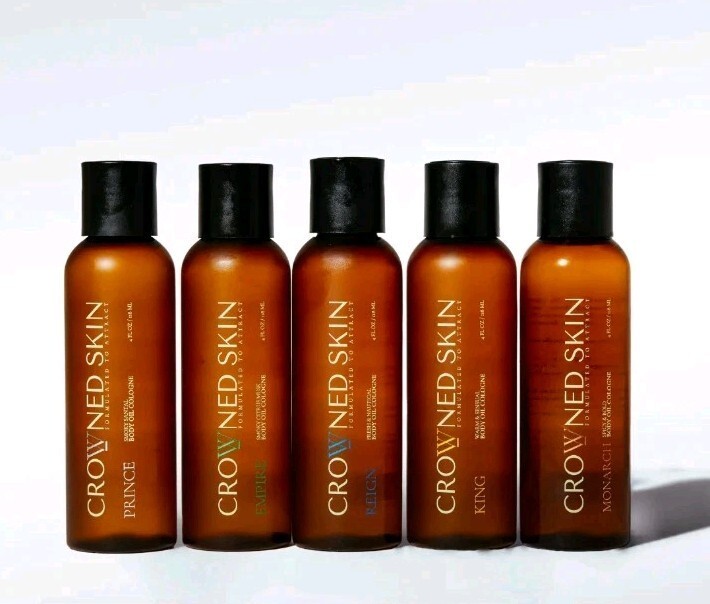Lot Of 5 NEW Crowned Skin Body Oil Cologne Empire Reign Monarch King Prince