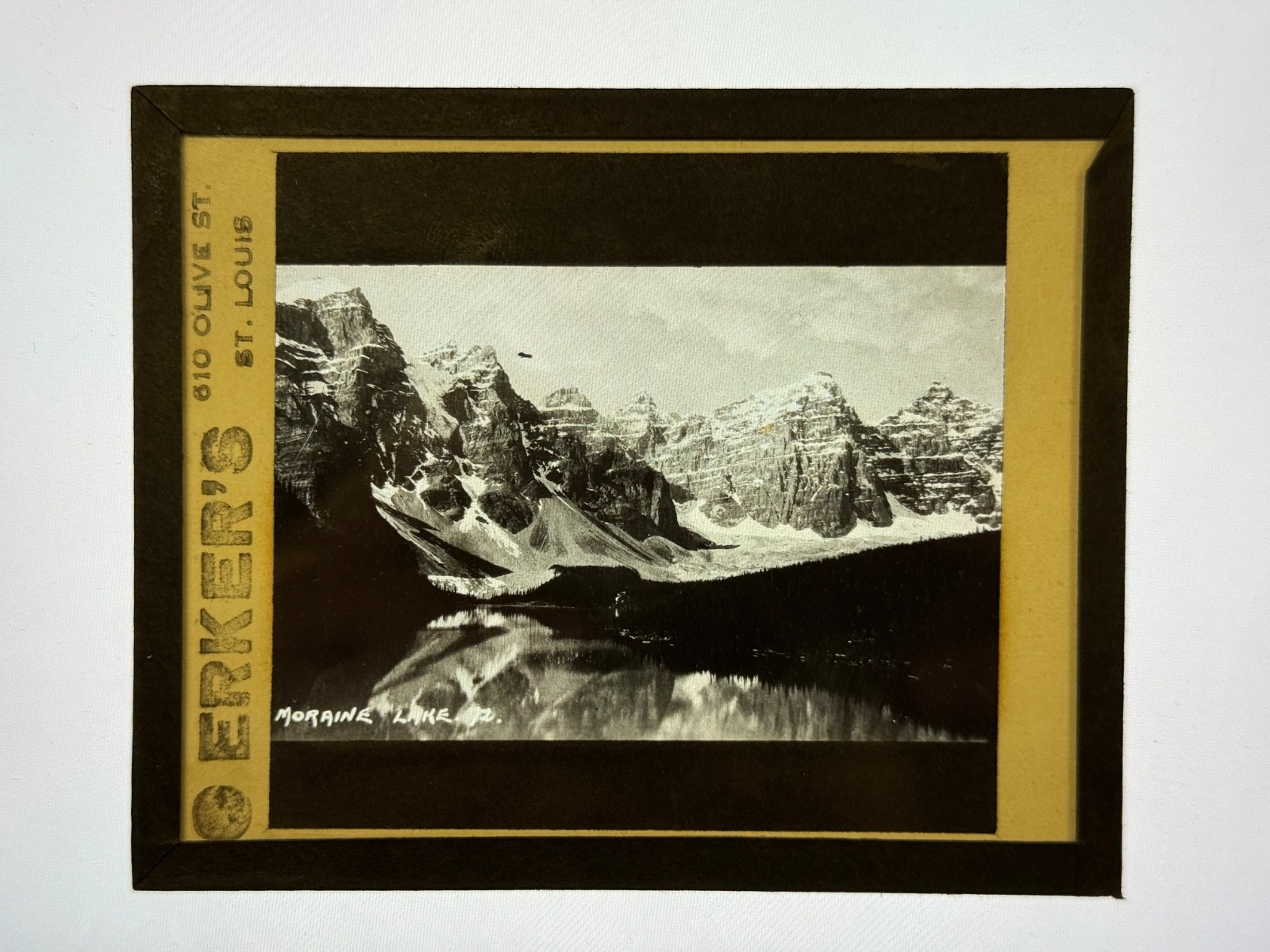 Antique Magic Lantern Slide Morraine Lake Landscape Banff National Park Canada Antique Magic Lantern Slide Morraine Lake Landscape Banff National Park Canada