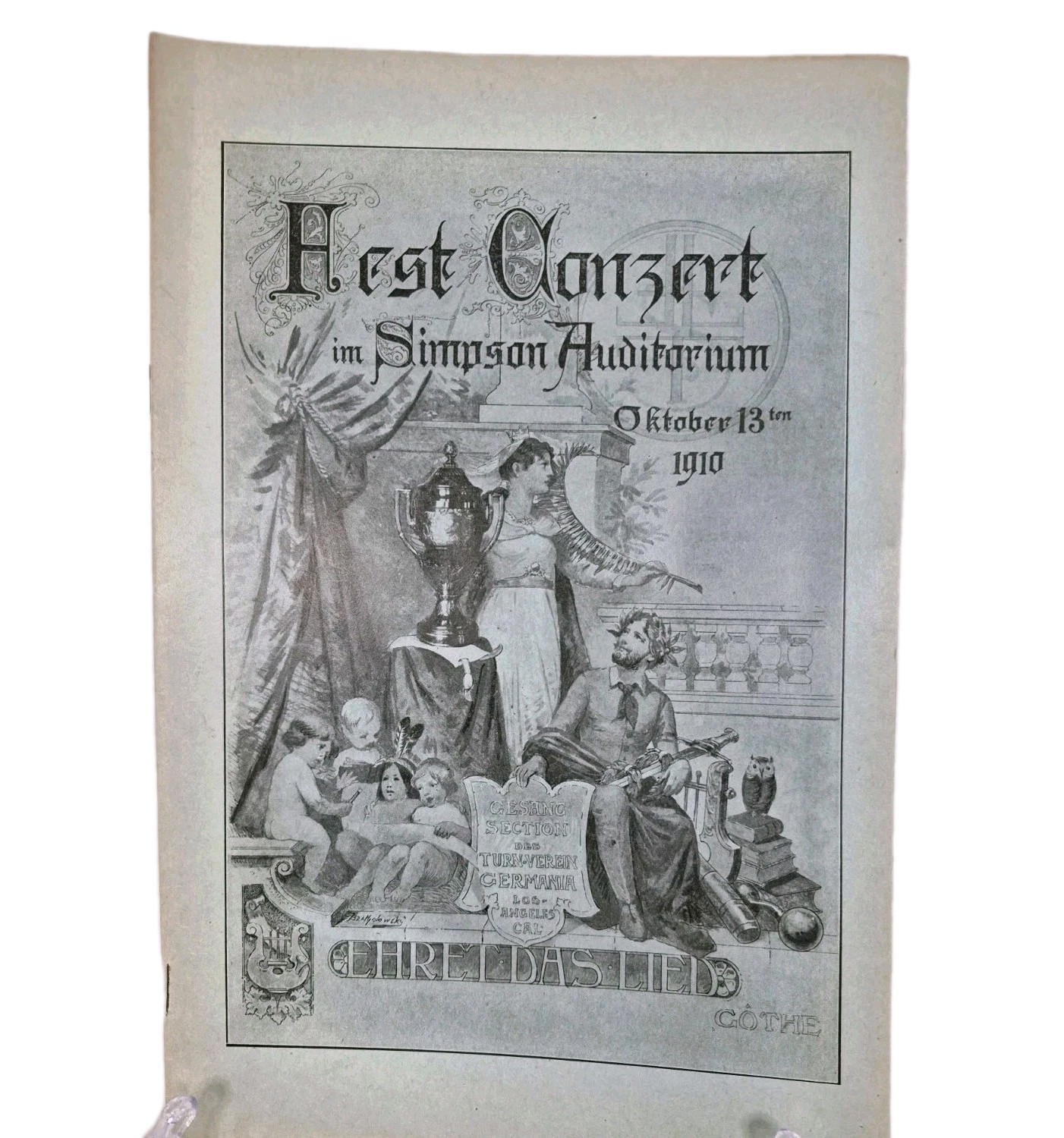 Antique Ephemera Conzert Official Program Los Angeles California 1910 EUC