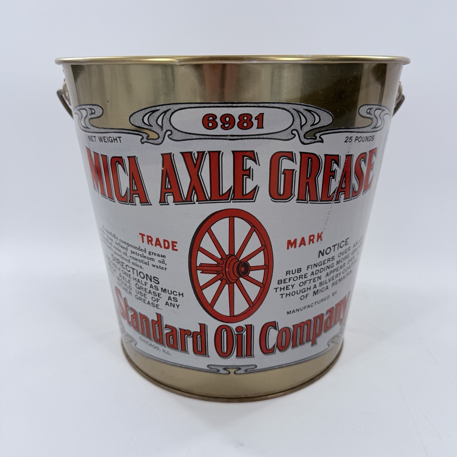 Standard Oil Company 25# Mica Axle Grease Bucket 6981 Excellent