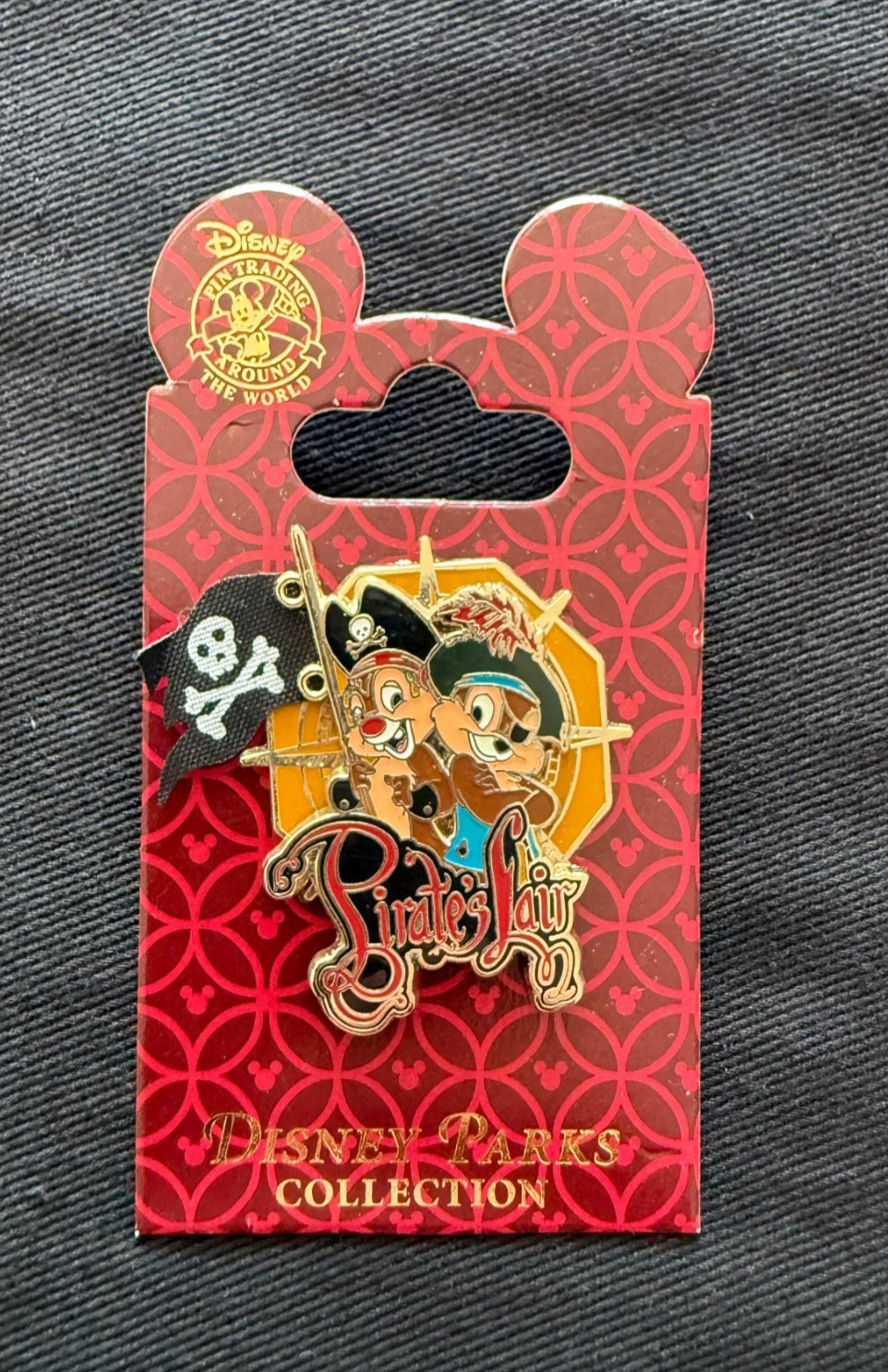 Disney Pin Chip n Dale Pirate\'s Lair Tom Sawyer Island Real Cloth Flag DLR⁠ NOC