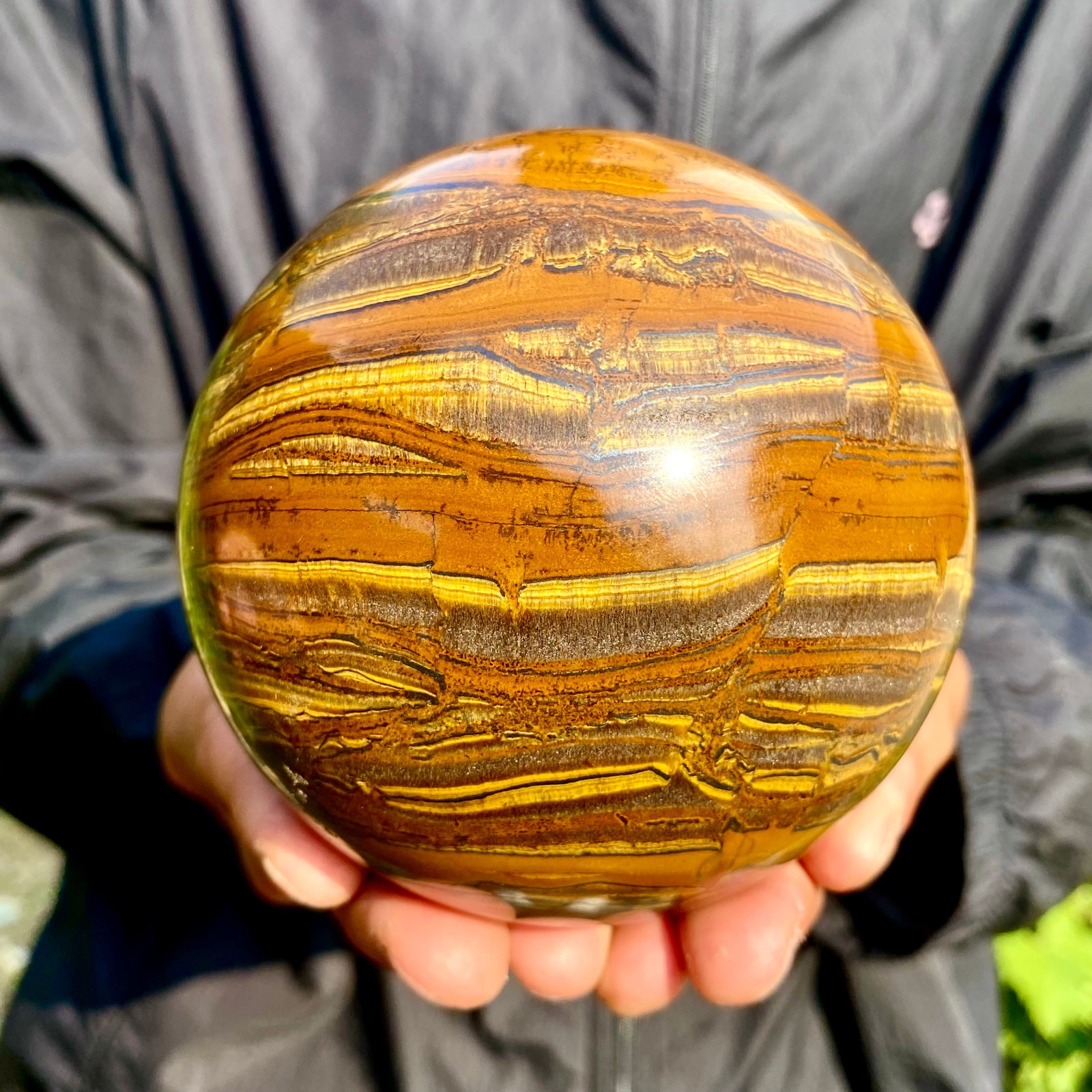 3.46LB Large Natural Tiger Eye Stone Crystal Ball Quartz Healing Sphere Décor