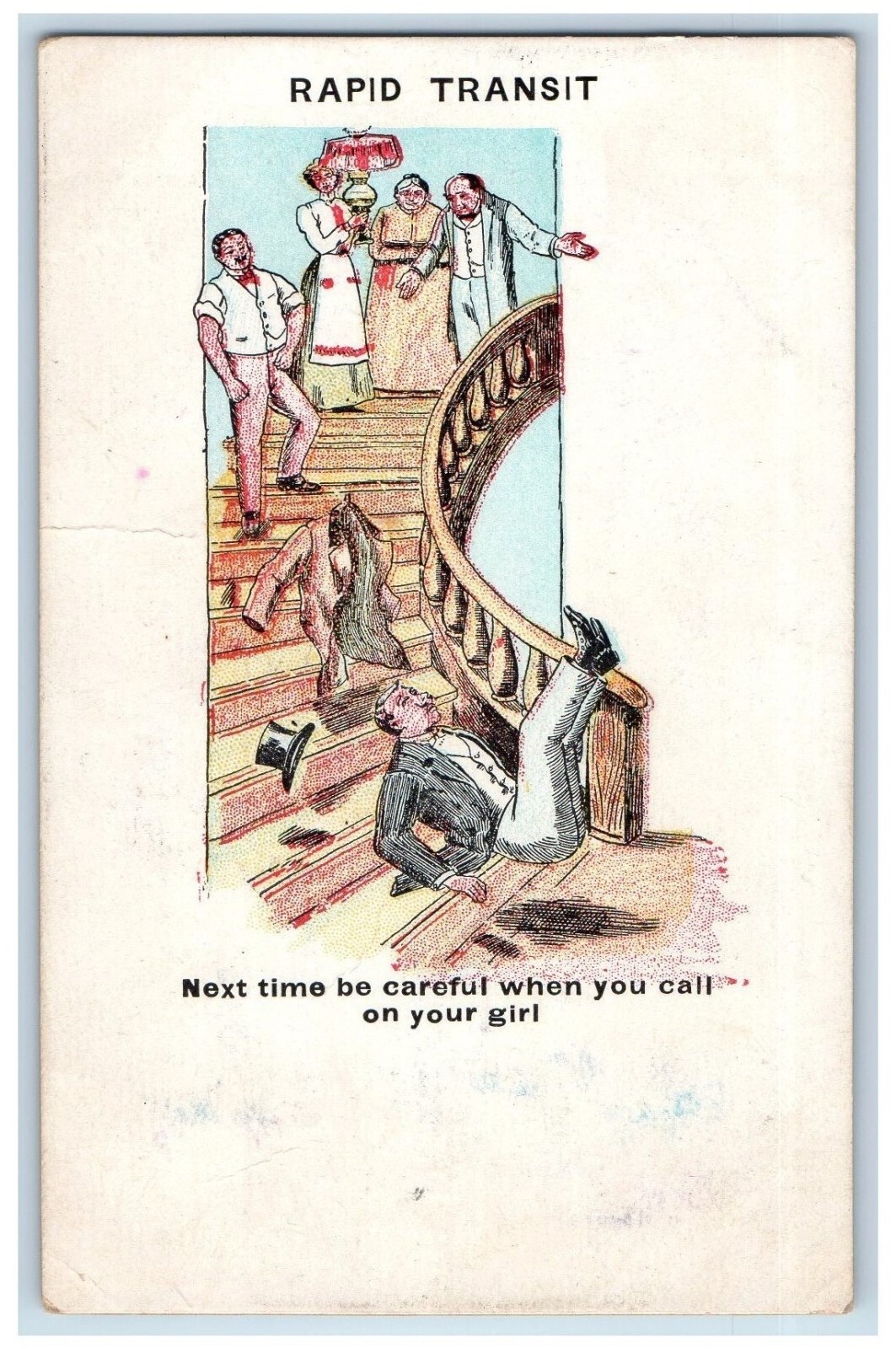 1906 Rapid Transit Man Fell Comic Humor Lemasters Pennsylvania PA Postcard 1906 Rapid Transit Man Fell Comic Humor Lemasters Pennsylvania PA Postcard