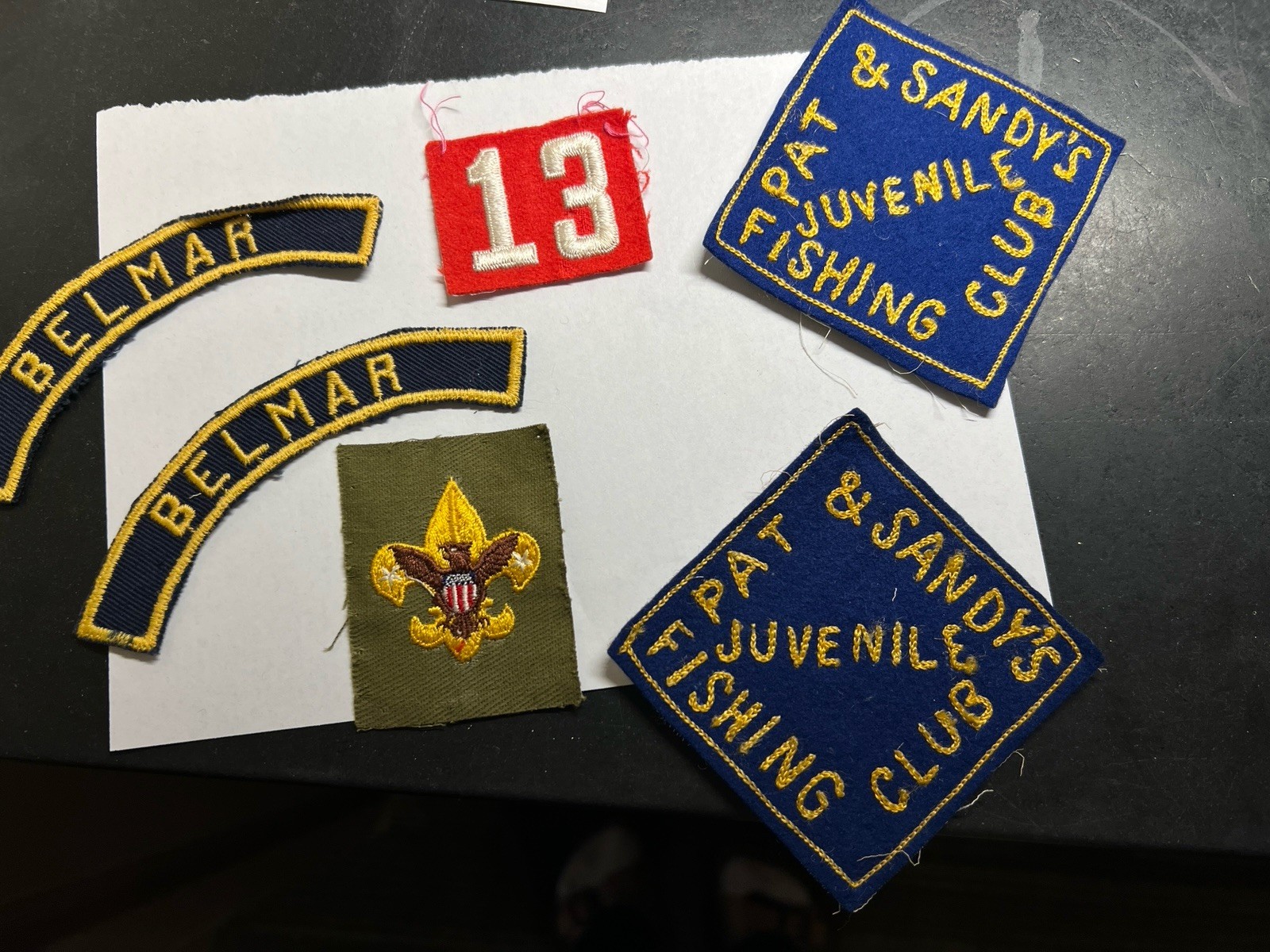 Vintage 1930s TENDERFOOT RANK Boy Scouts of America +Rocker Tabs Scotch Patch +
