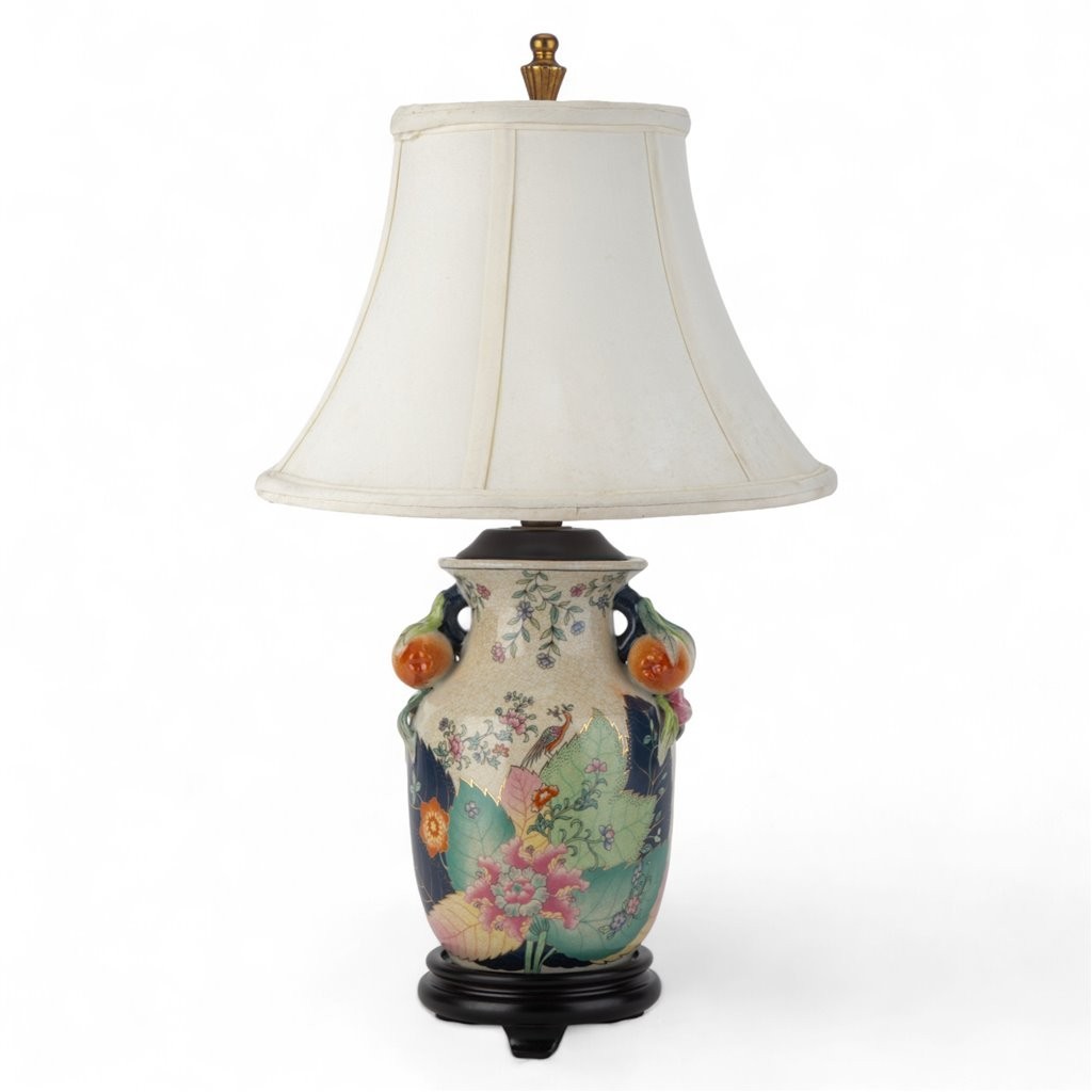 Chinese oriental PORCELAIN TOBACCO LEAF TABLE LAMP 21