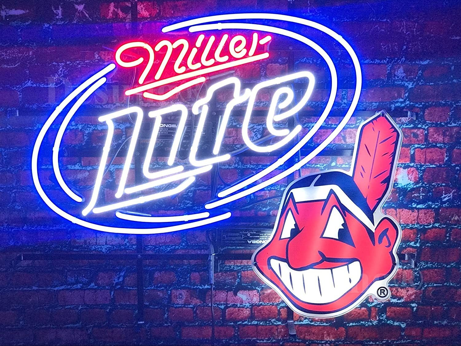 US STOCK Cleveland Indians Chief Wahoo Miller Lite Beer 20\