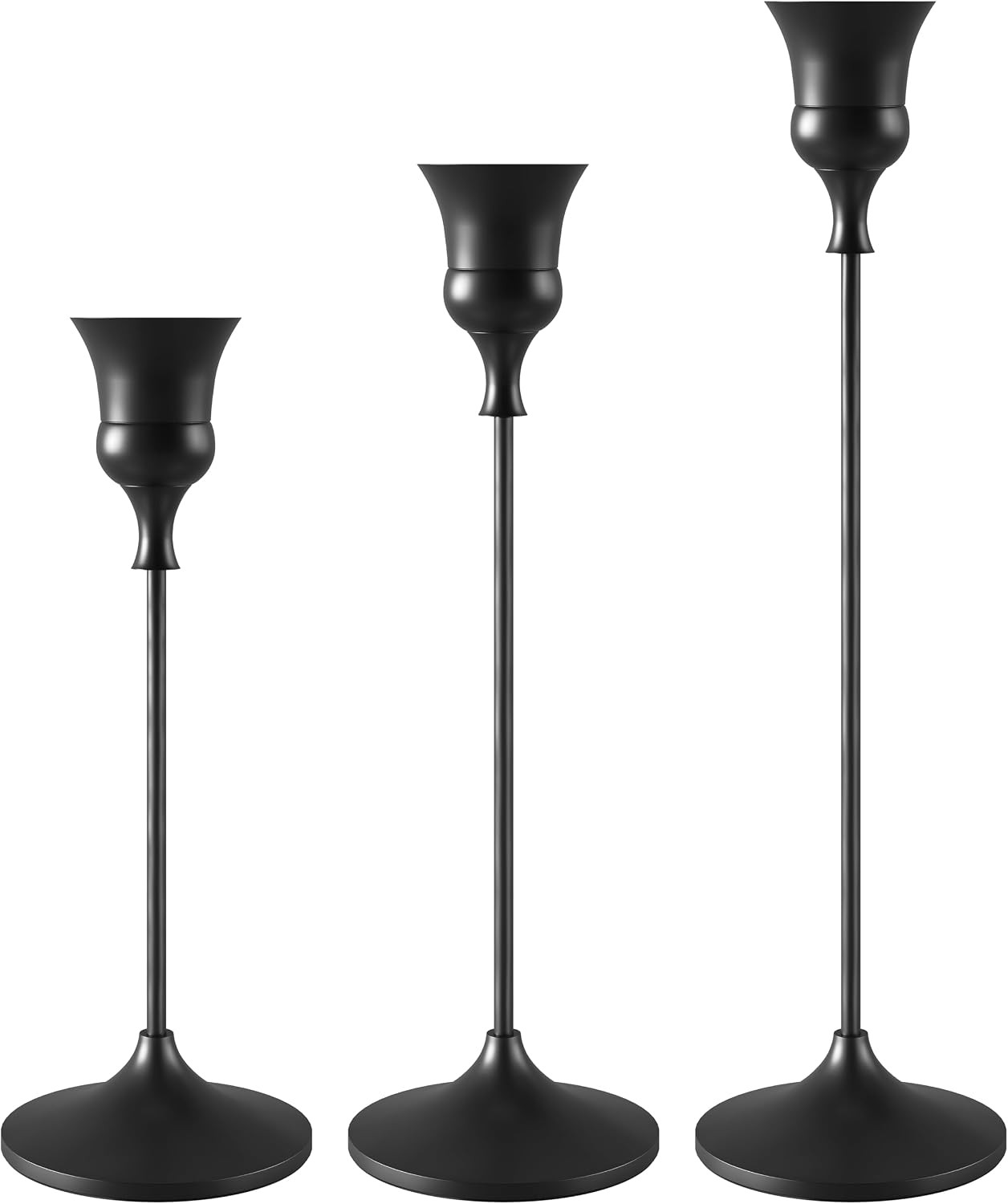 Candlestick Holders Black, 3 Packs Taper Candle Holder for Candlesticks, Candle Candlestick Holders Black, 3 Packs Taper Candle Holder for Candlesticks, Candle
