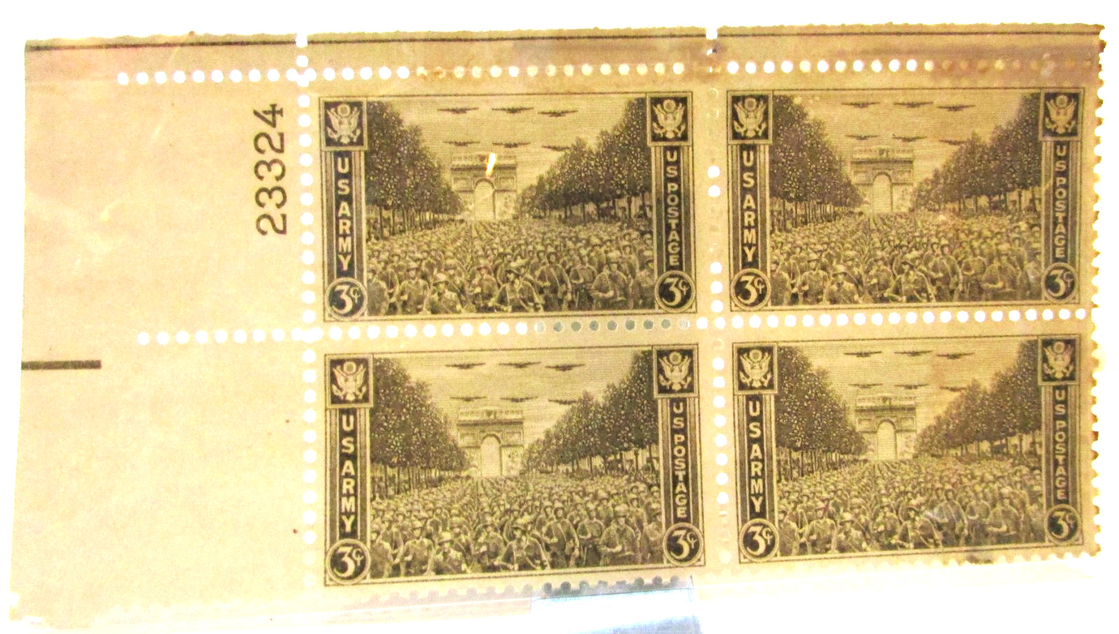 Block 4 New Vintage 1950\'s U.S. Army 3¢ United States Postage Stamps