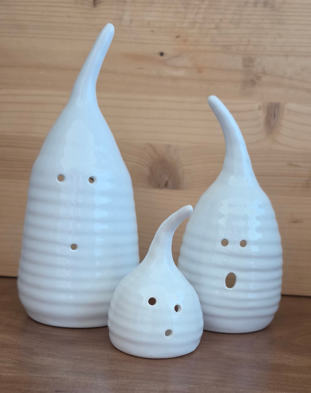 Mollie Jenkins Pottery Ceramic Ghost 3 pc-Handmade Halloween Luminaries MJP,414 Mollie Jenkins Pottery Ceramic Ghost 3 pc-Handmade Halloween Luminaries MJP,414
