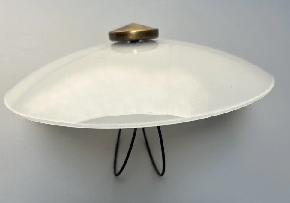 Vintage MCM 6 3/8” Round Atomic Frosted Glass Concave Lamp Shade