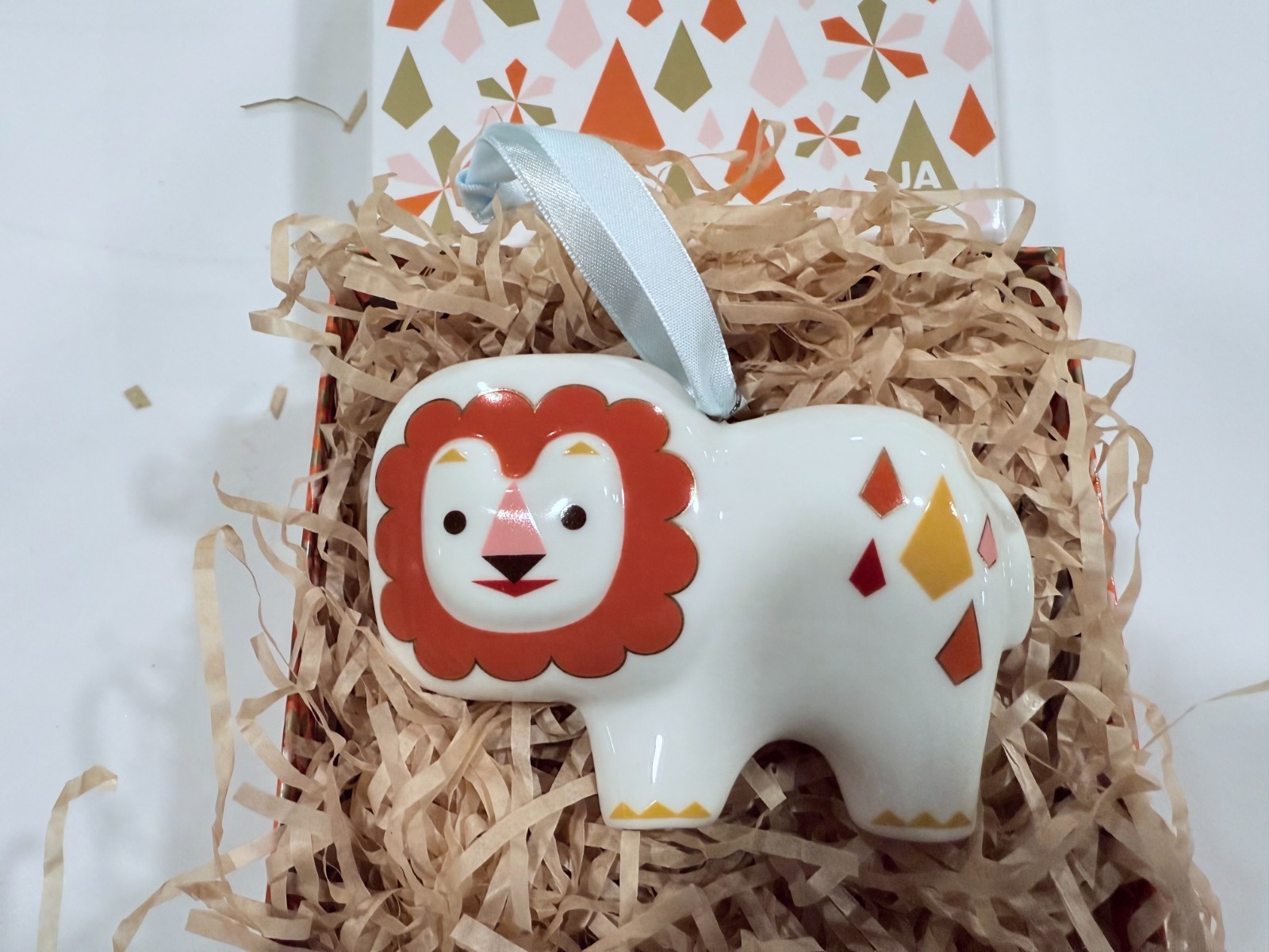 Jonathan Adler Circus Lion Ornament  Menagerie Orange Yellow White With Box RARE