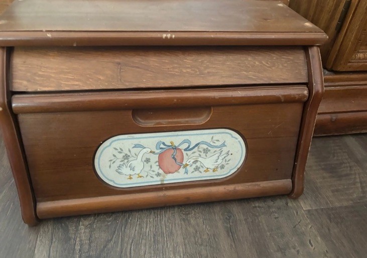 Marmalade  Wooden Bread Box Geese Ribbon Rustic Farmhouse