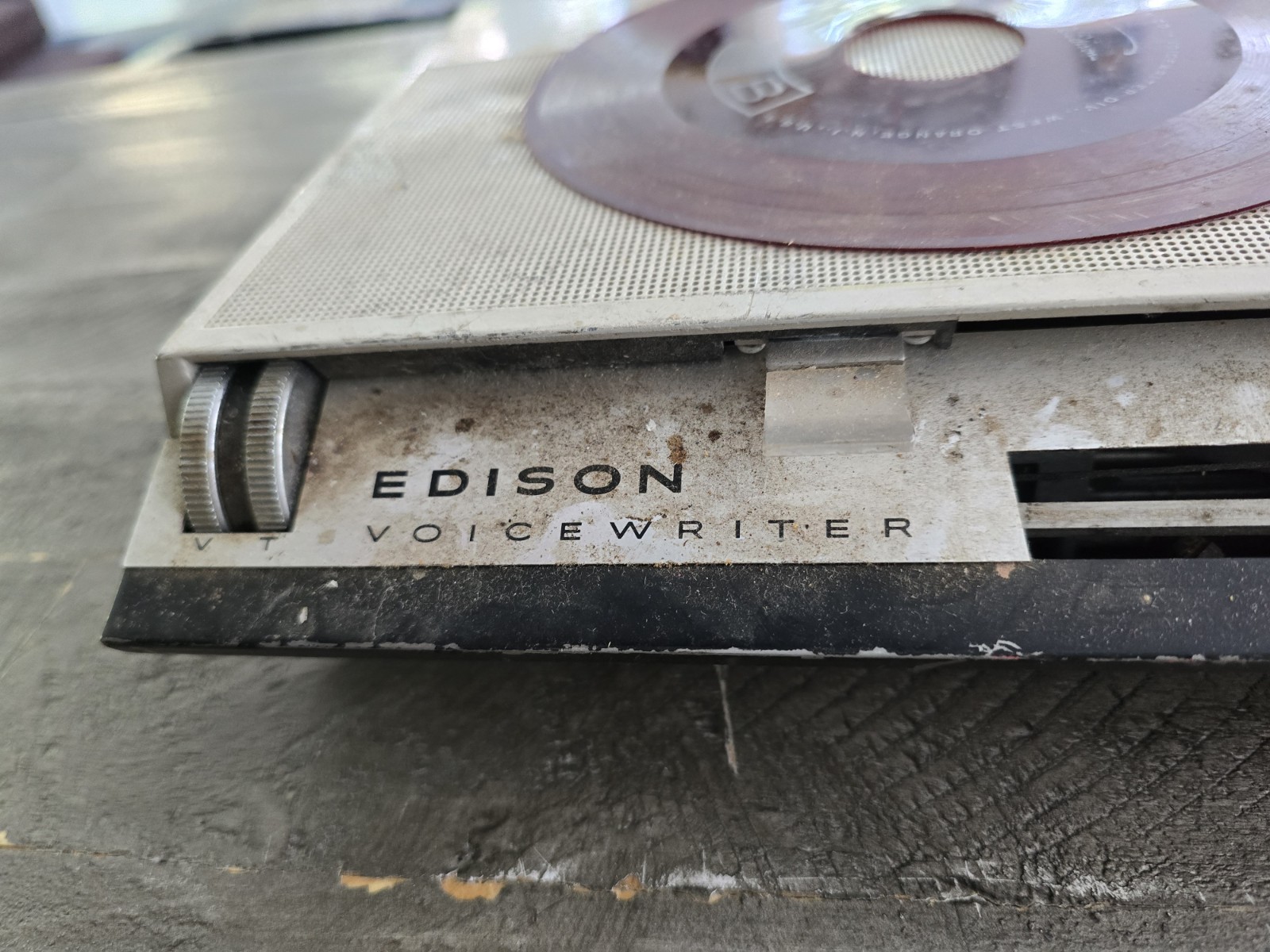 Vintage Edison Voicewriter Dictation Machine w/ Record Disc Untested Mid-Century
