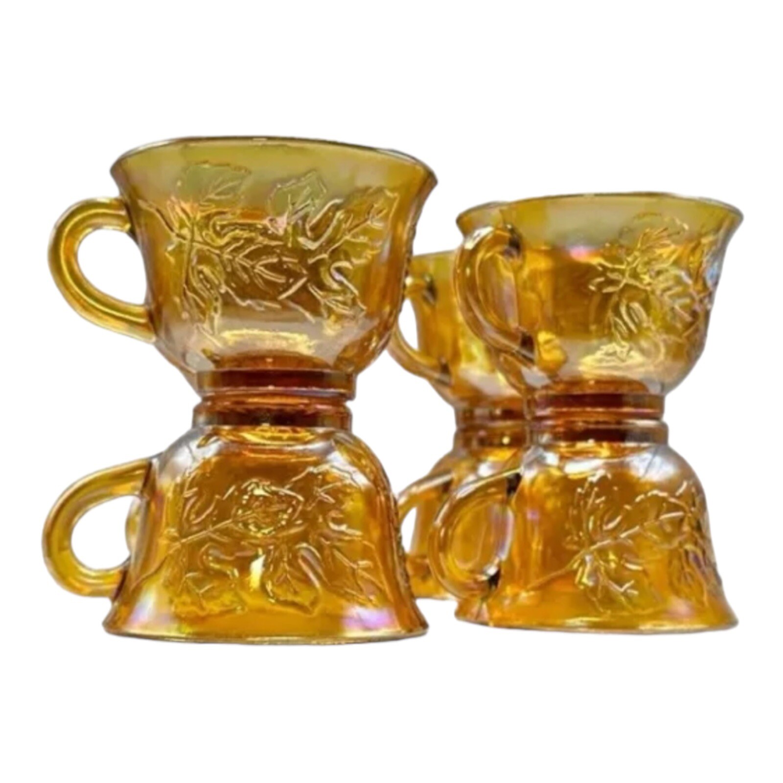 Eight Indiana Harvest Grape Carnival Glass Punch Cups 7447 Indiana Glass 1970s