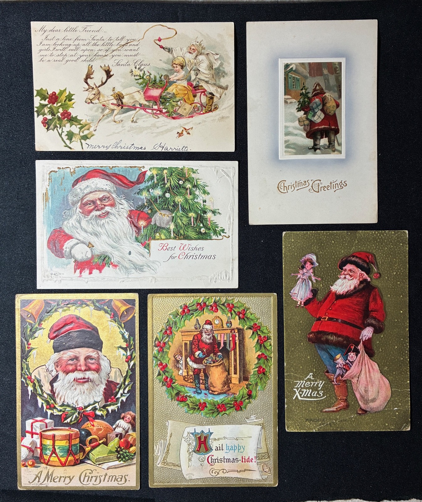Lot of 6~Antique~SANTA CLAUS~Christmas Postcards~Great Variety~Vintage