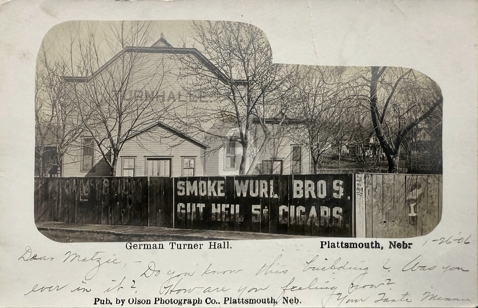Plattsmouth Nebraska German Turner Hall c1906 RPPC Photo Postcard COPY Plattsmouth Nebraska German Turner Hall c1906 RPPC Photo Postcard COPY