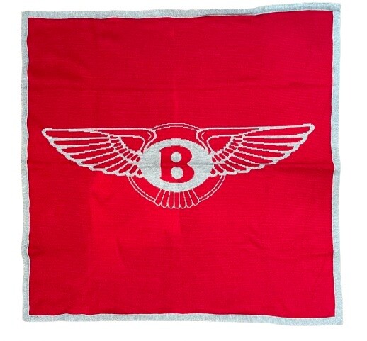 Vintage Hudson Blankets BENTLEY Motors Winged B Logo  Red Gray Emblem Car Throw