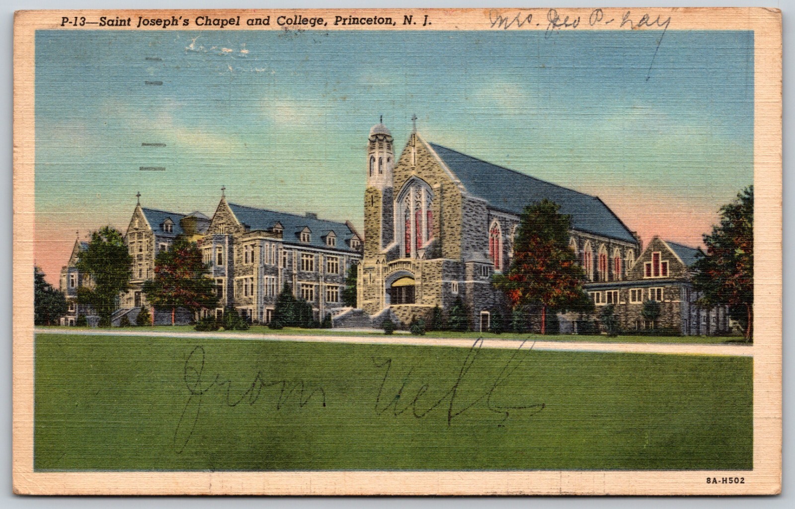 c1917 Saint Joseph's Chapel & College Princeton New Jersey ANTIQUE Postcard 2037