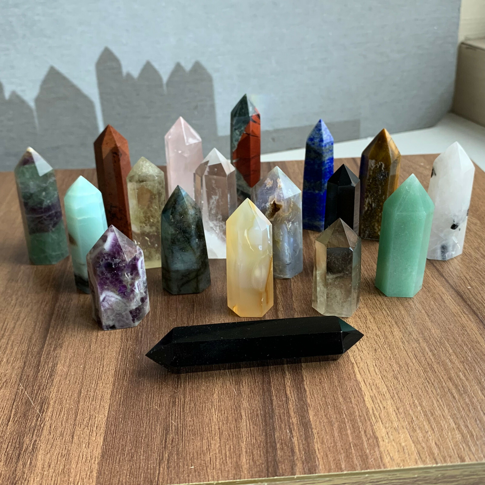 18pcs A lot natural quartz obelisk crystal wand point healing send randomly